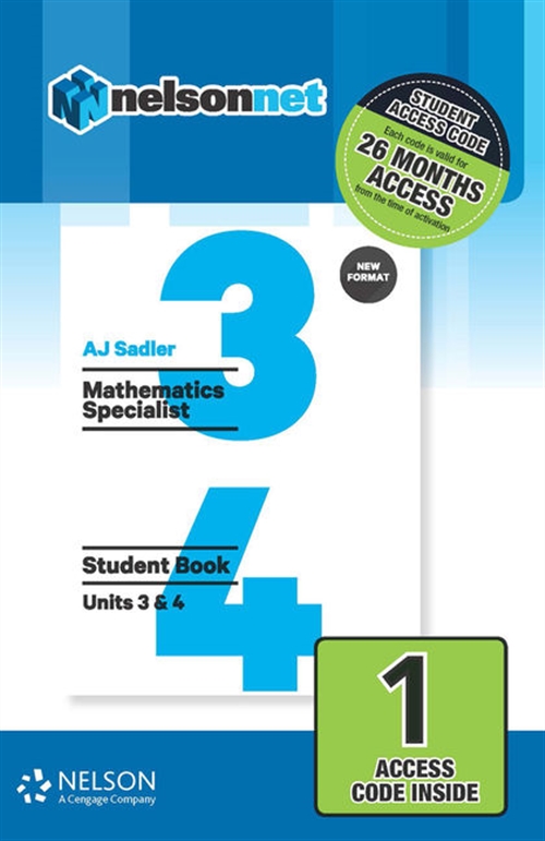 Picture of  Sadler Maths Specialist Units 3 & 4 Revised (1 Access Code Card)